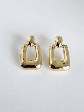 Chunky Gold Plated Geometric Drop Earrings Statement Fashion Jewelry
